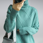 Knitted Sweater – Turtleneck – Oversized – Knitted Jumper – Women's Knitwear-Myra Lina