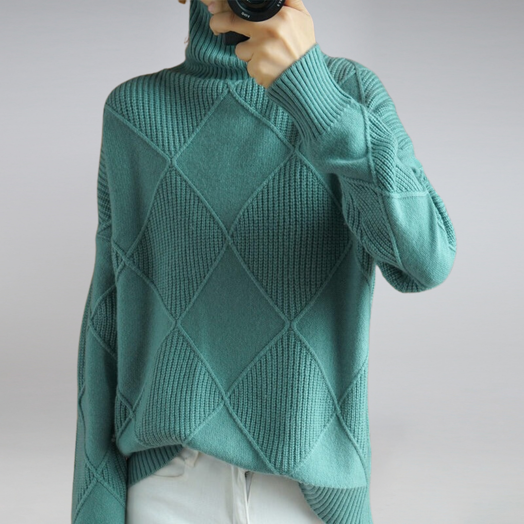 Knitted Sweater – Turtleneck – Oversized – Knitted Jumper – Women's Knitwear-Myra Lina