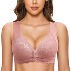 Lace Bra | Support | Wide Straps | Front Closure Bra | Wire-Free Bra-Myra Lina