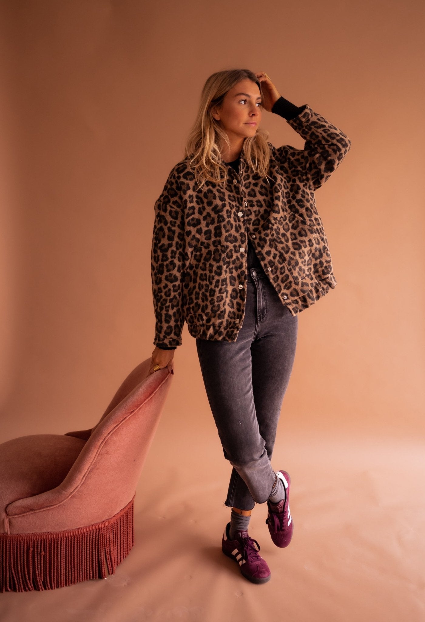 Leopard Jacket – Oversized Bomber Jacket for Women with Leopard Print-Myra Lina