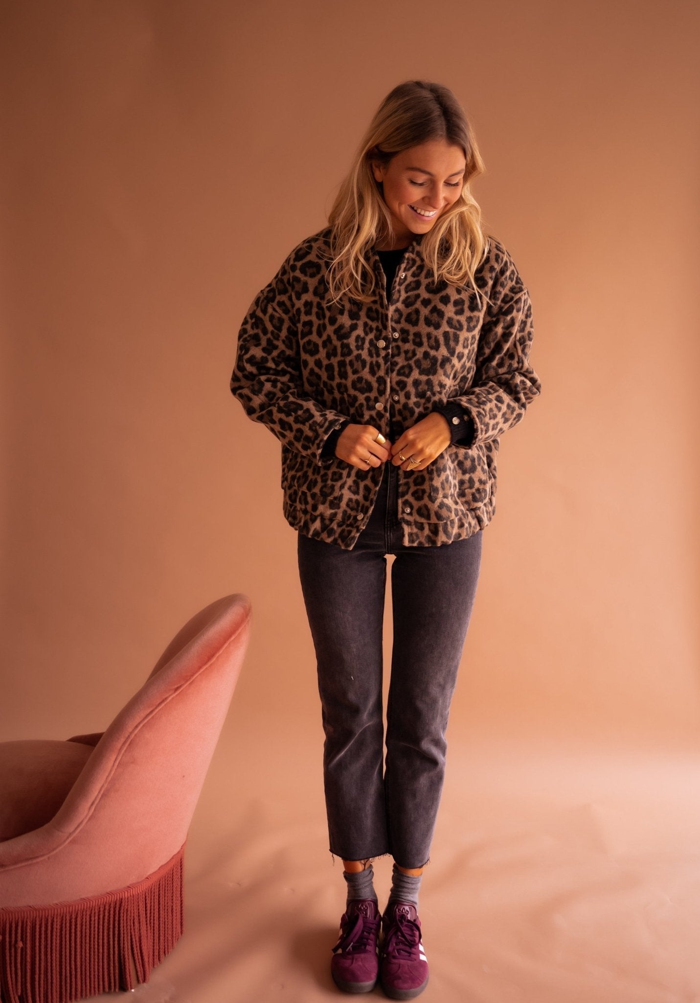 Leopard Jacket – Oversized Bomber Jacket for Women with Leopard Print-Myra Lina