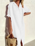 Linen Dress | Button-Up | Short Sleeve | Shirt Dress | Summer Dress-Myra Lina