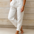 Linen Pants | Drawstring | Elastic Waist | Linen Trousers | Women's Pants-Myra Lina