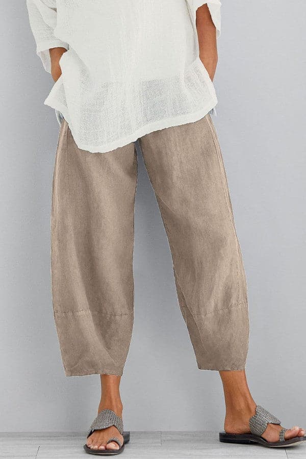 Linen Shorts – Short Loose-Fit Linen Pants for Women for Summer-Myra Lina