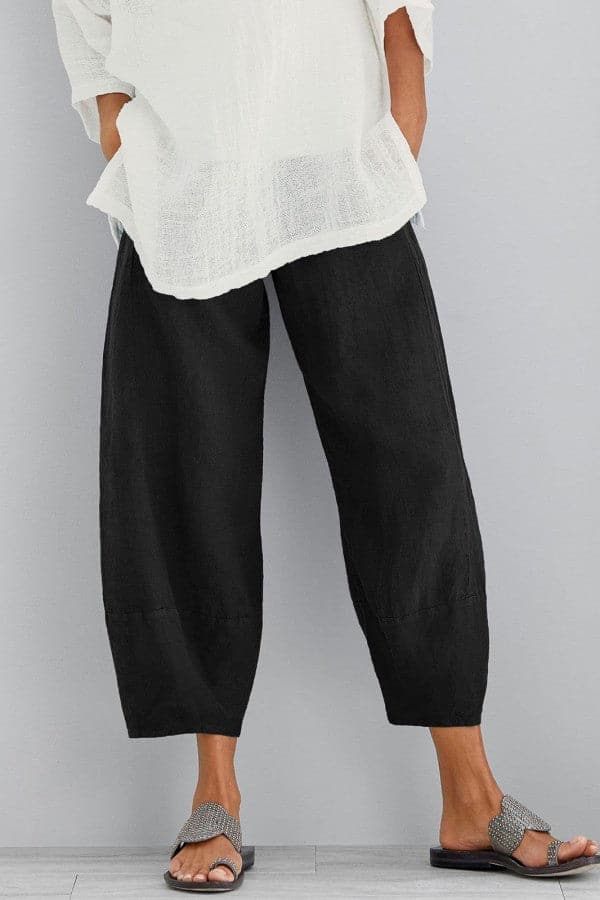 Linen Shorts – Short Loose-Fit Linen Pants for Women for Summer-Myra Lina