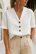 Linen Top | Short Sleeve | Loose Fit | Blouse | Women's Linen Tops-Myra Lina