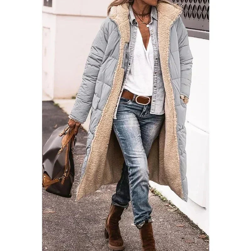Long Puffer Coat | Hooded | Fleece Lined | Puffer Jacket | Women's Long Winter Jackets-Myra Lina