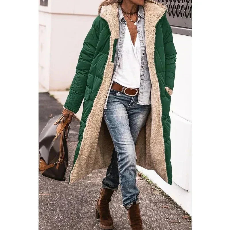 Long Puffer Coat | Hooded | Fleece Lined | Puffer Jacket | Women's Long Winter Jackets-Myra Lina