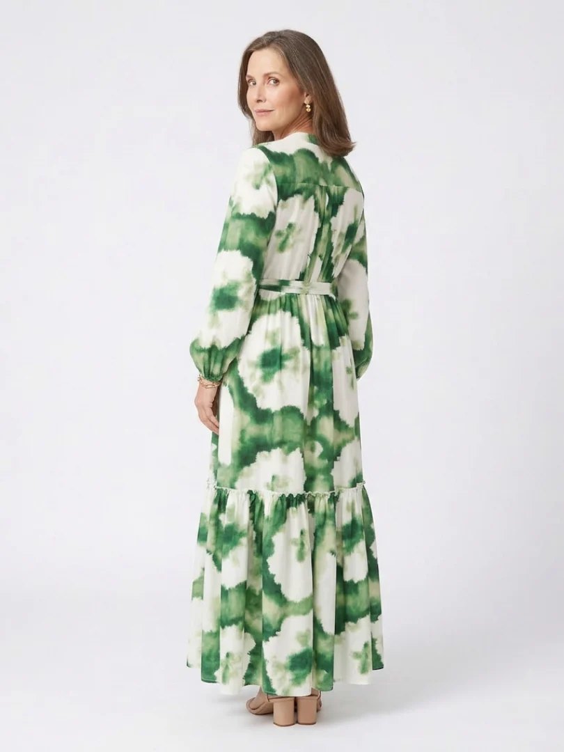 Long Sleeve Tiered Maxi Dress | Tie Waist-Myra Lina