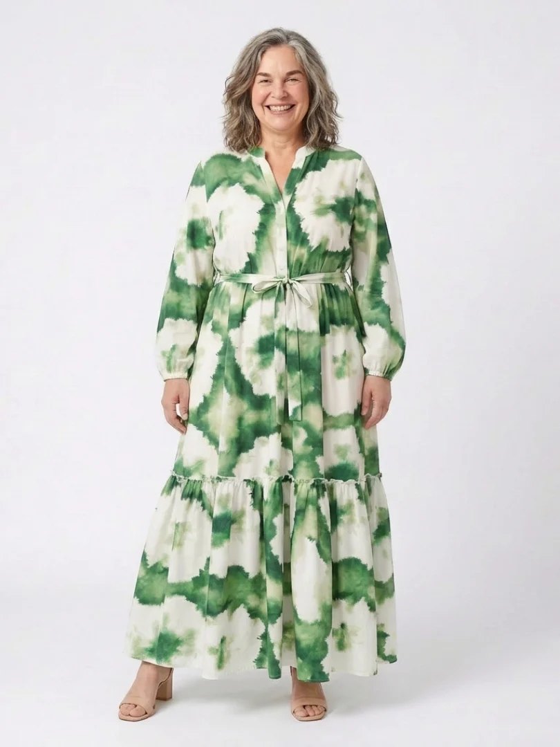 Long Sleeve Tiered Maxi Dress | Tie Waist-Myra Lina