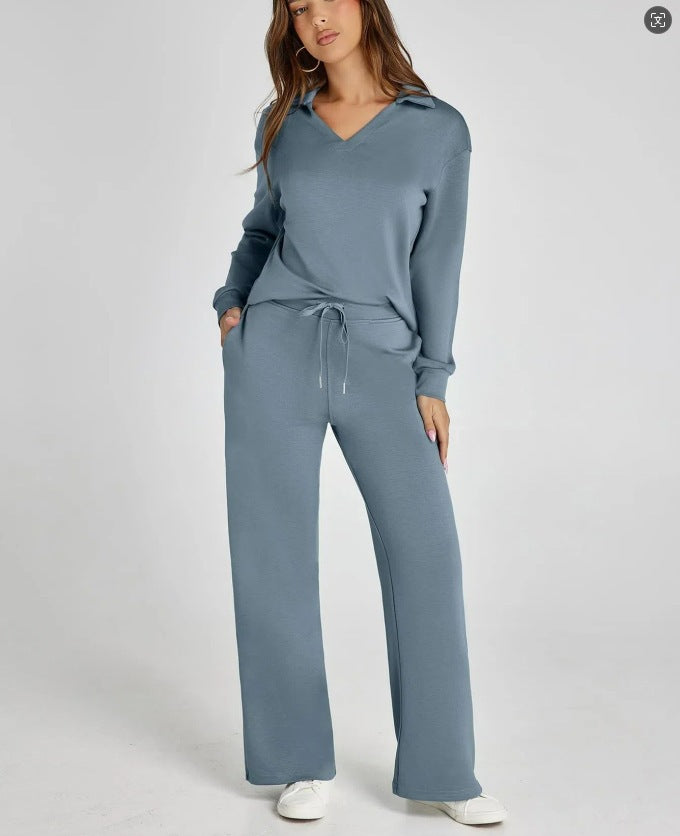 Lounge Set | Half Zip | Wide Leg | Tracksuit | Women's Loungewear-Myra Lina