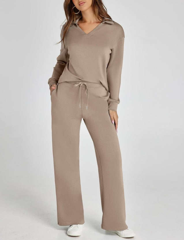 Lounge Set | Half Zip | Wide Leg | Tracksuit | Women's Loungewear-Myra Lina