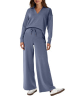 Lounge Set | Half Zip | Wide Leg | Tracksuit | Women's Loungewear-Myra Lina