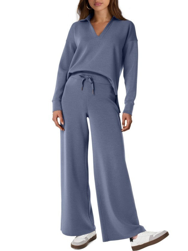 Lounge Set | Half Zip | Wide Leg | Tracksuit | Women's Loungewear-Myra Lina