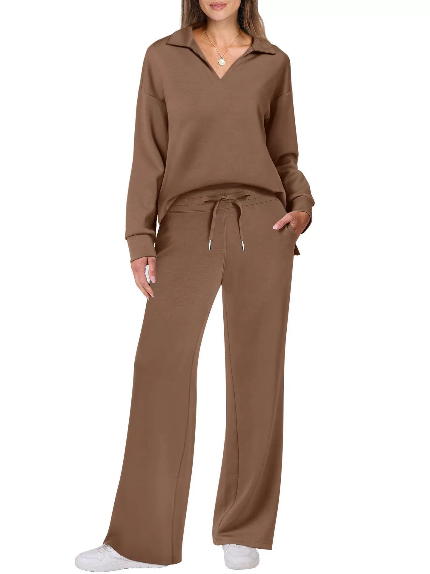 Lounge Set | Half Zip | Wide Leg | Tracksuit | Women's Loungewear-Myra Lina