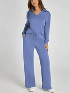 Lounge Set | Half Zip | Wide Leg | Tracksuit | Women's Loungewear-Myra Lina