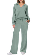 Lounge Set | Half Zip | Wide Leg | Tracksuit | Women's Loungewear-Myra Lina