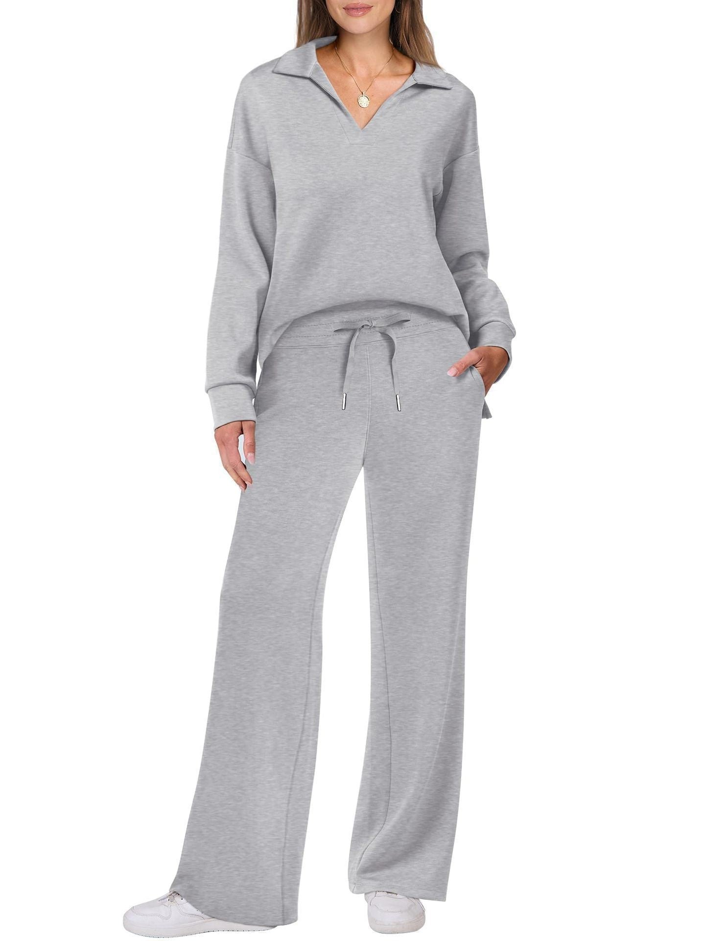 Lounge Set | Half Zip | Wide Leg | Tracksuit | Women's Loungewear-Myra Lina