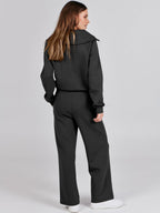 Lounge Set | Half Zip | Wide Leg | Tracksuit | Women's Loungewear-Myra Lina
