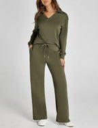 Lounge Set | Half Zip | Wide Leg | Tracksuit | Women's Loungewear-Myra Lina