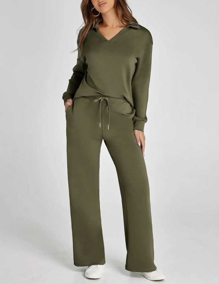 Lounge Set | Half Zip | Wide Leg | Tracksuit | Women's Loungewear-Myra Lina