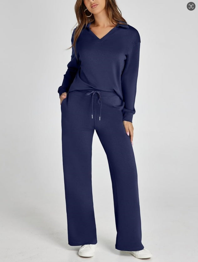 Lounge Set | Half Zip | Wide Leg | Tracksuit | Women's Loungewear-Myra Lina