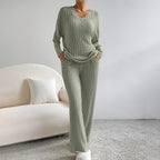 Lounge Set – Ribbed Long Sleeve Knitted Lounge Set for Women-Myra Lina