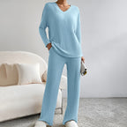 Lounge Set – Ribbed Long Sleeve Knitted Lounge Set for Women-Myra Lina