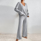 Lounge Set – Ribbed Long Sleeve Knitted Lounge Set for Women-Myra Lina