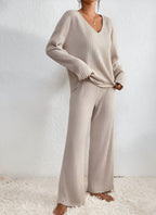 Lounge Set – Ribbed Long Sleeve Knitted Lounge Set for Women-Myra Lina