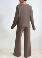 Lounge Set – Ribbed Long Sleeve Knitted Lounge Set for Women-Myra Lina