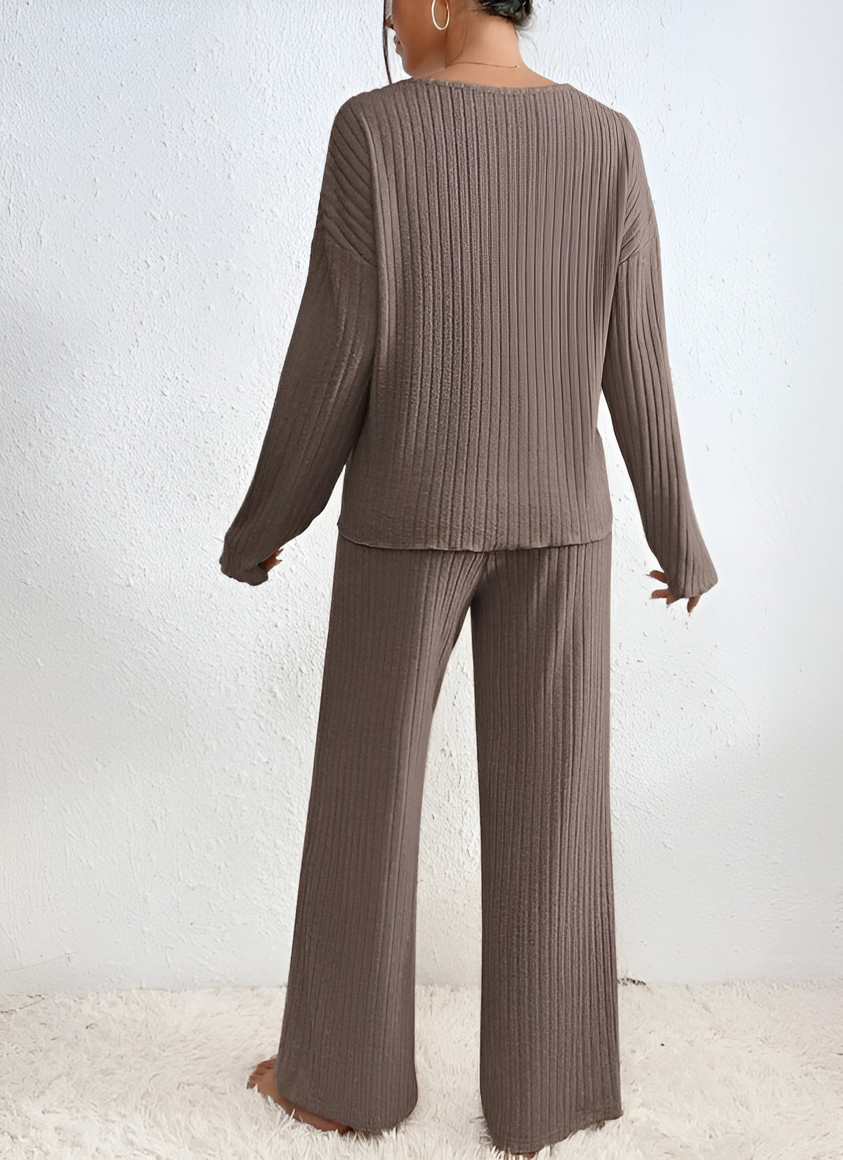 Lounge Set – Ribbed Long Sleeve Knitted Lounge Set for Women-Myra Lina