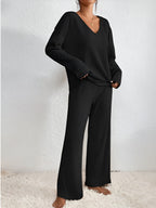 Lounge Set – Ribbed Long Sleeve Knitted Lounge Set for Women-Myra Lina