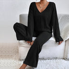 Lounge Set – Ribbed Long Sleeve Knitted Lounge Set for Women-Myra Lina