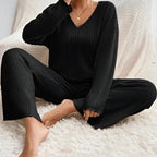 Lounge Set – Ribbed Long Sleeve Knitted Lounge Set for Women-Myra Lina