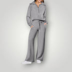 Loungewear Set | Half Zip | Wide Leg | Two-Piece Set | Women's Tracksuit-Myra Lina