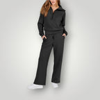 Loungewear Set | Half Zip | Wide Leg | Two-Piece Set | Women's Tracksuit-Myra Lina