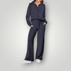 Loungewear Set | Half Zip | Wide Leg | Two-Piece Set | Women's Tracksuit-Myra Lina