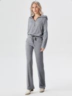 Loungewear Set | Half Zip | Wide Leg | Two-Piece Set | Women's Tracksuit-Myra Lina