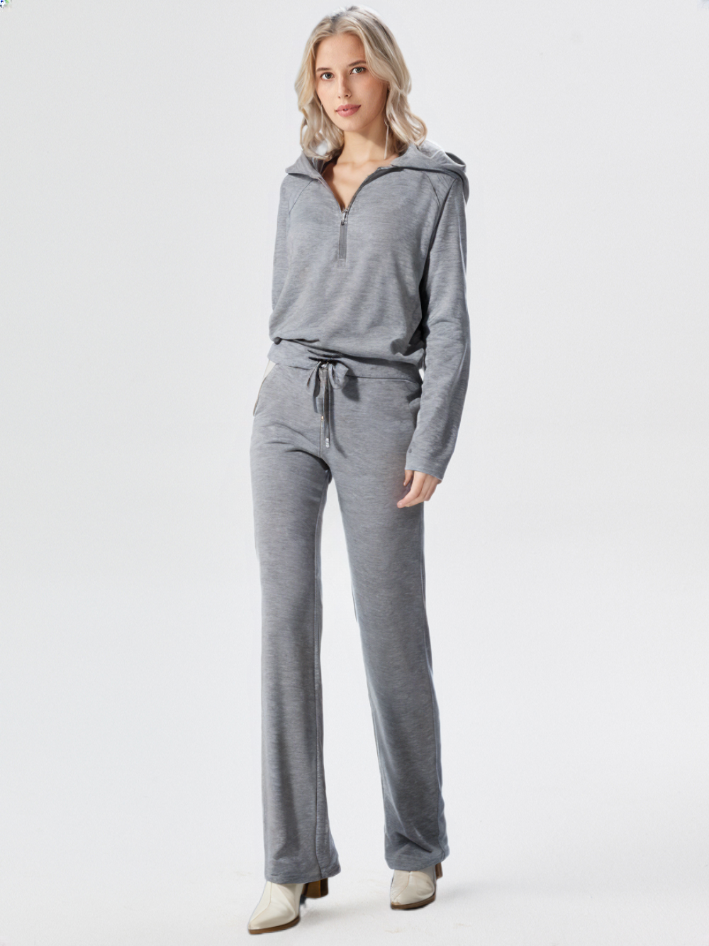 Loungewear Set | Half Zip | Wide Leg | Two-Piece Set | Women's Tracksuit-Myra Lina