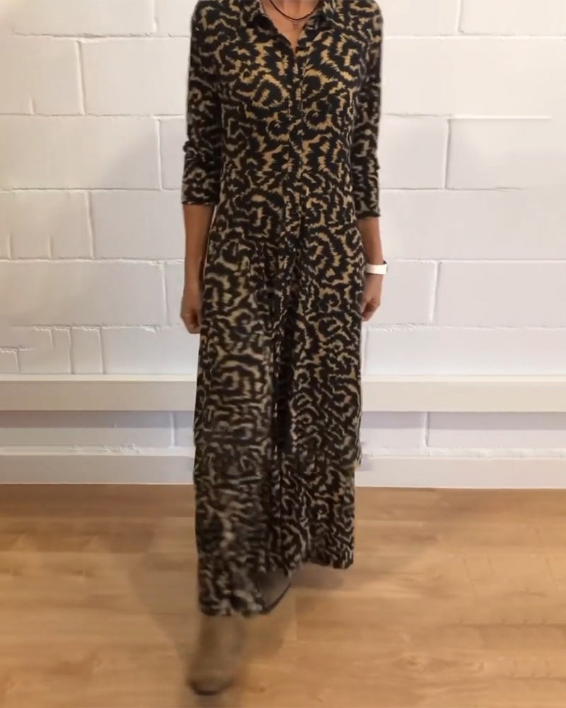 Maxi Dress – Collar – Button-Up – Long Sleeve Dress – Shirt Maxi Dress-Myra Lina