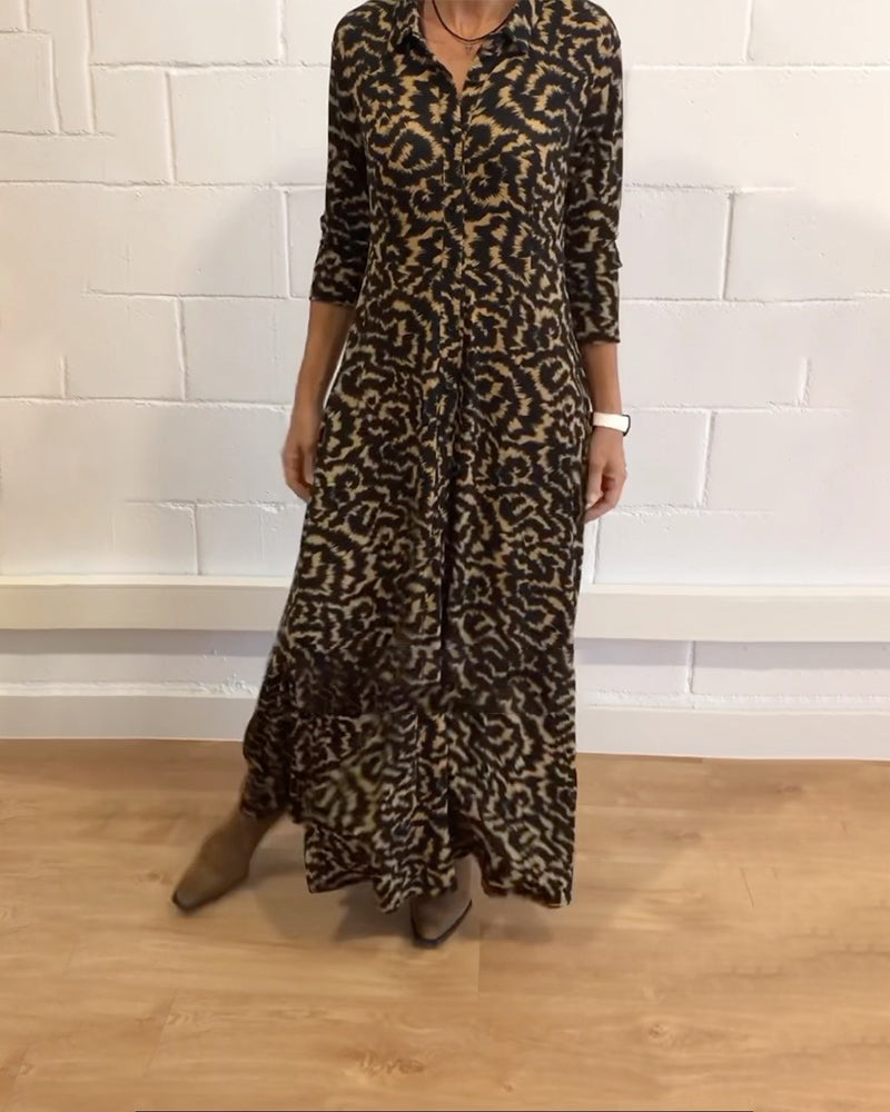 Maxi Dress – Collar – Button-Up – Long Sleeve Dress – Shirt Maxi Dress-Myra Lina
