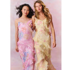 Maxi Dress | Floral Chiffon | Asymmetric Ruffles | Spaghetti Straps-Myra Lina