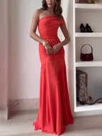 Maxi Dress | One Shoulder | Ruched | Evening Dress-Myra Lina