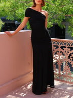 Maxi Dress | One Shoulder | Ruched | Evening Dress-Myra Lina