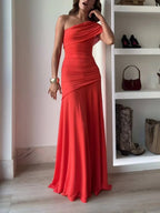 Maxi Dress | One Shoulder | Ruched | Evening Dress-Myra Lina