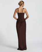 Maxi Dress | Square Neck Draped | Wedding Guest Formal-Myra Lina