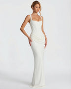 Maxi Dress | Square Neck Draped | Wedding Guest Formal-Myra Lina