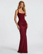 Maxi Dress | Square Neck Draped | Wedding Guest Formal-Myra Lina