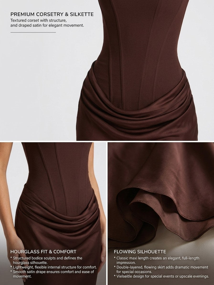 Maxi Dress | Square Neck Draped | Wedding Guest Formal-Myra Lina